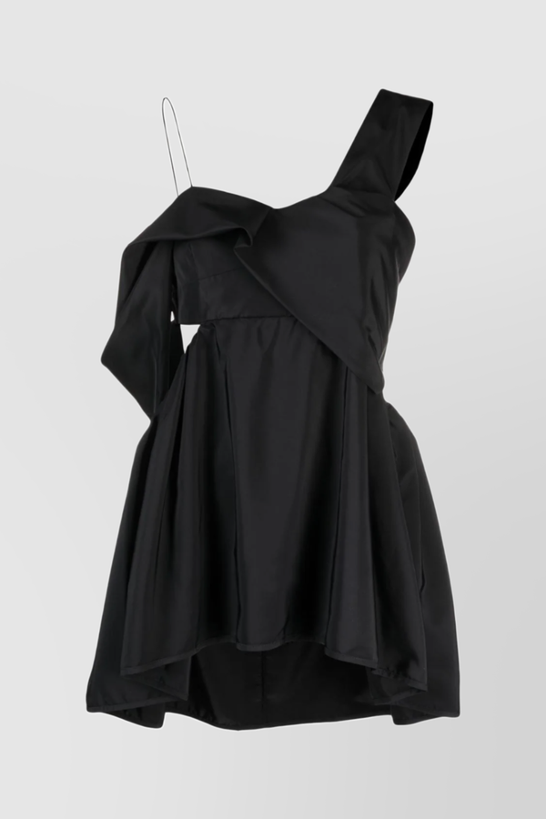 Asymetric draped recycled faille top